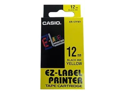 Casio XR-12YW1 - Selbstklebend - Schwarz auf Gelb - Rolle (1,2 cm x 8 m)