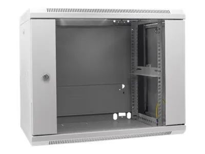 Intellinet Network Cabinet, Wall Mount (Standard), 9U, Usable Depth 350mm/Width 540mm, Grey, Assembled, Max 60kg, Metal & Glass Door, Back Panel, Removeable Sides, Suitable also for use on desk or floor, 19",Parts for wall install (eg screws/rawl plu