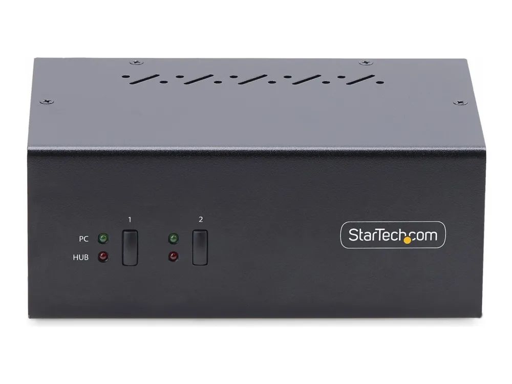 StarTech.com 2-Port Dual-Monitor DisplayPort KVM Switch, 4K 60Hz, 2x USB 5Gbps Hub Ports, 2x USB 2.0 HID Ports, Hotkey and Push-Button Switching, TAA Compliant - ESD Level 3 Protection (P2DD46A2-KVM-SWITCH)