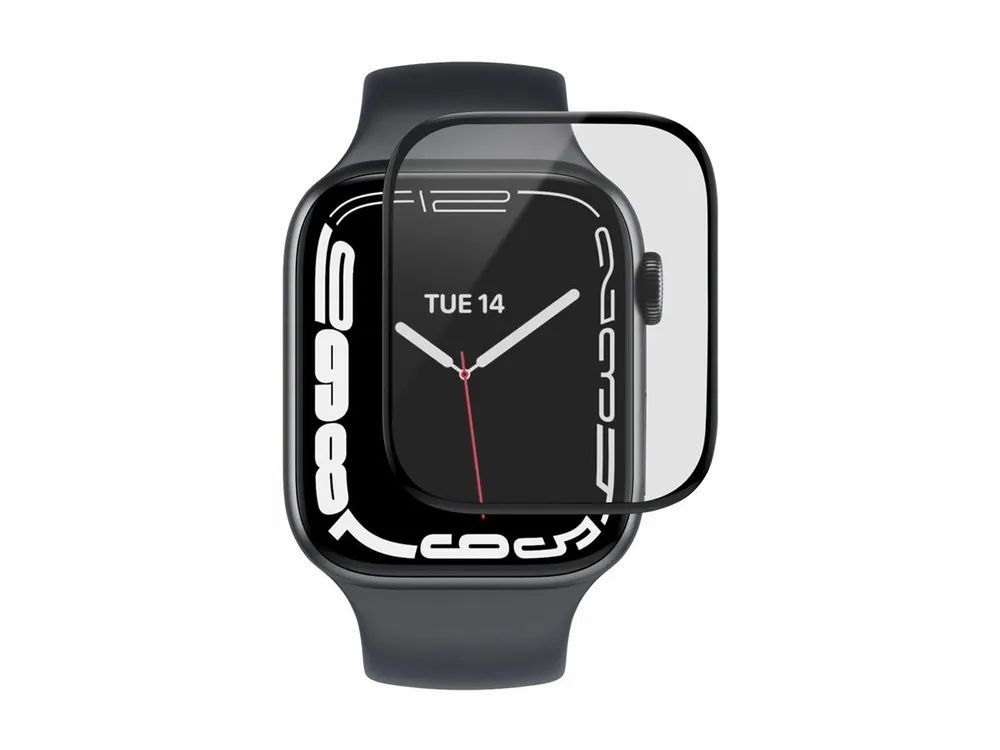 eSTUFF Titan Shield - Bildschirmschutz für Smartwatch - flexibel, Hybrid - Glas - Rahmenfarbe schwarz - für Apple Watch (40 mm)