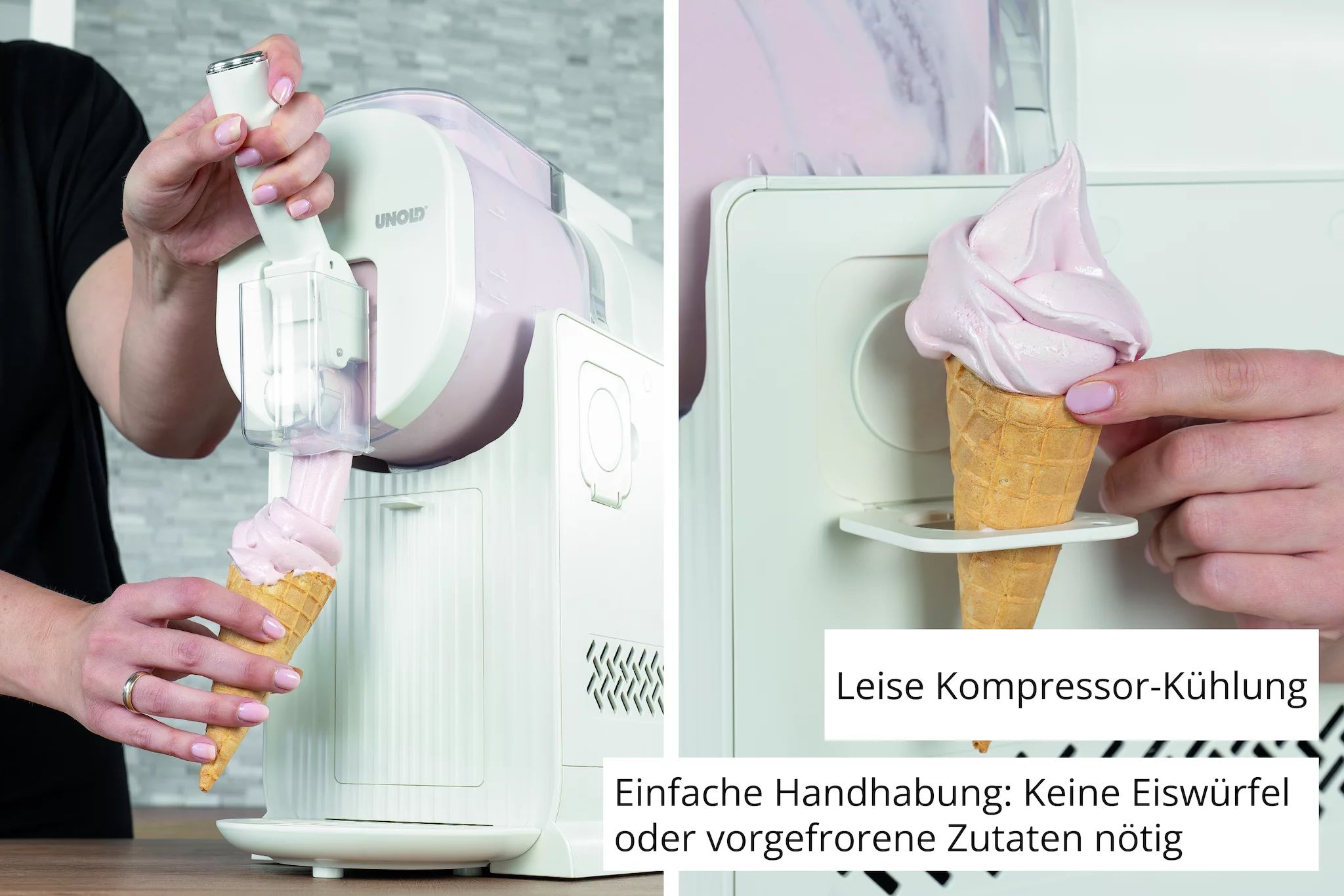 UNOLD 48960 2in1-Slush und Softeismaschine Sofia, Creme