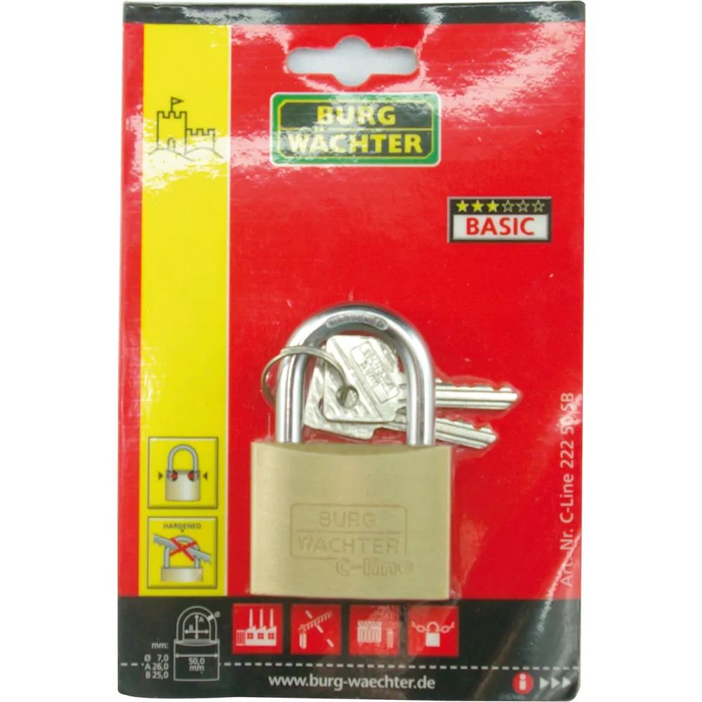 BURG-WÄCHTER Vorhangschloss 222 C-Line, 40 mm, verschiedensperrend SB