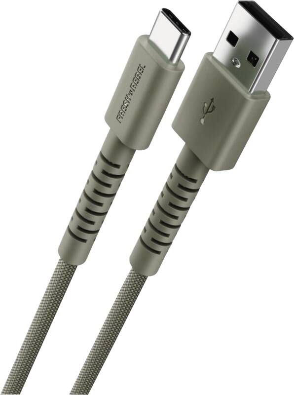 Fresh 'n Rebel USB-A zu USB-C silikon geflochtenes Kabel "FlexWave" 2m, Dried Green