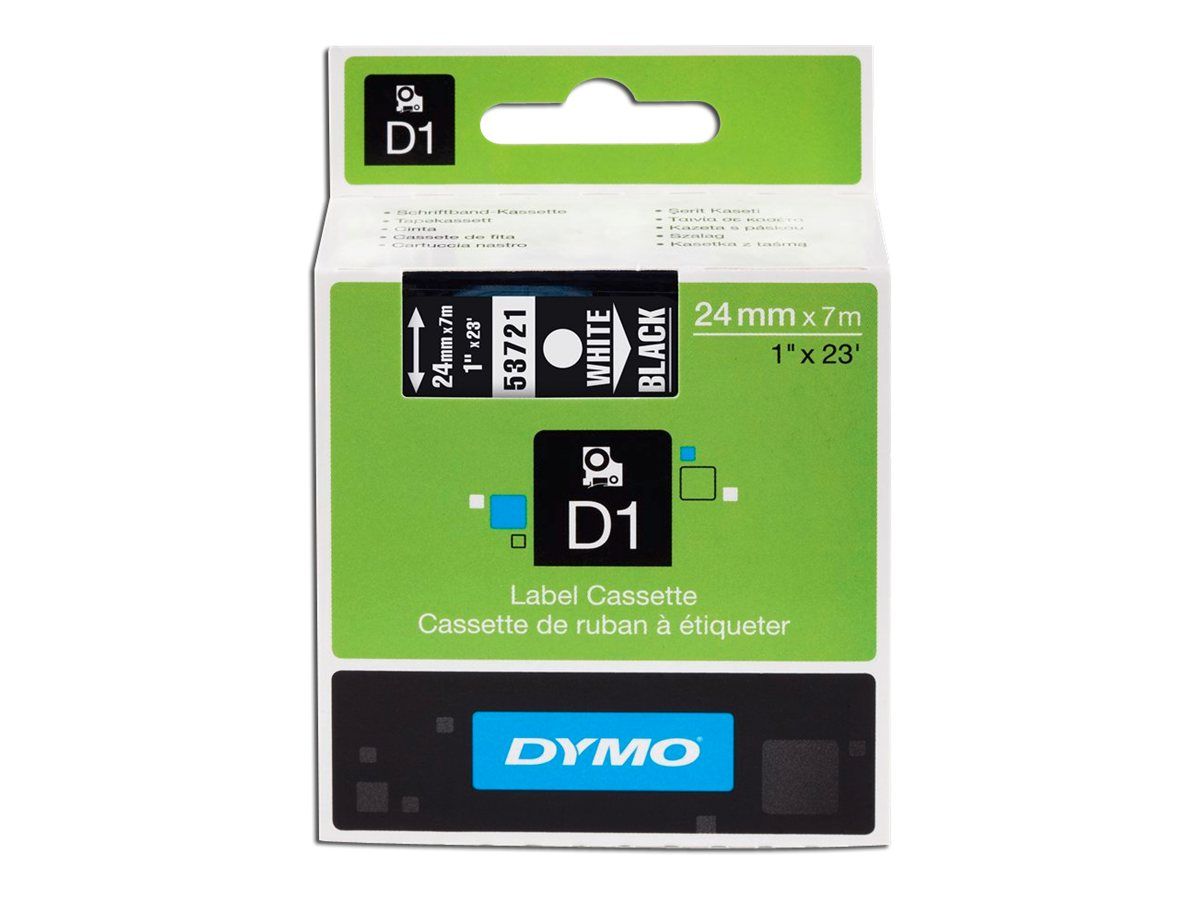 Dymo D1 - Selbstklebend - Weiß auf Schwarz - Rolle (2,4 cm x 7 m)