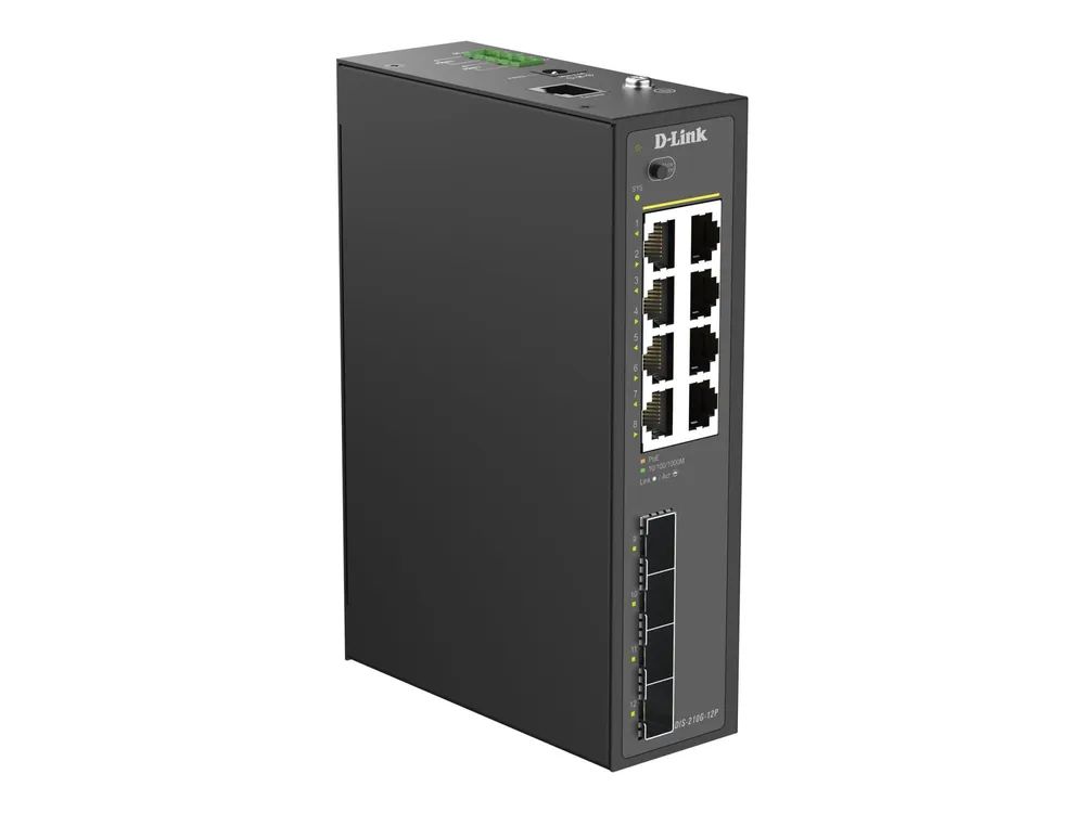 D-Link DIS 210G-12P - Switch - industriell - Smart - 8 x 10/100/1000 (PoE+)