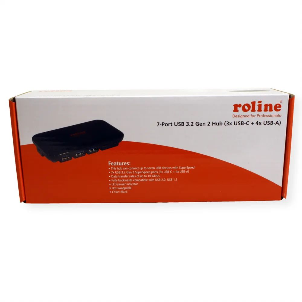 ROLINE USB 3.2 Gen 2 Hub, 7-fach (3x Typ C + 4x Typ A)