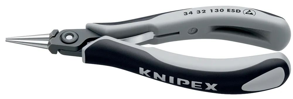 KNIPEX Präzisions-Elektronik-Greifzange ESD mit Mehrkomponenten-Hüllen brüniert 130 mm