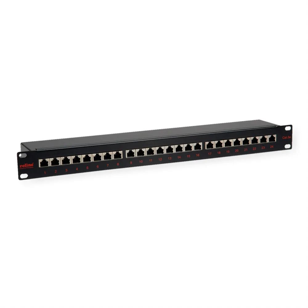 ROLINE 19-Zoll-Patchpanel 1 HE, 24 Ports, Cat.5e (Class D), schwarz