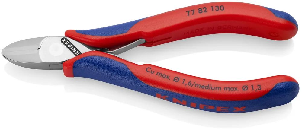 KNIPEX Elektronik-Seitenschneider mit durchgestecktem Gelenk mit Mehrkomponenten-Hüllen 130 mm