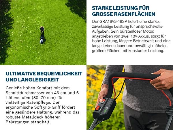 Bosch GRA18V2-46SP Akku-Rasenmäher inkl. Mulch-Stopfen