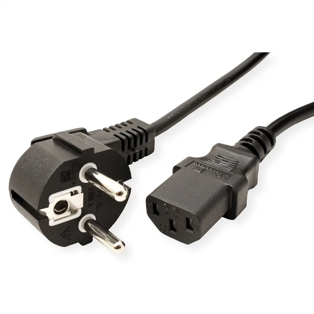 VALUE Netzkabel, CEE7/7-Stecker & IEC-Buchse gerade, schwarz, 0,6 m