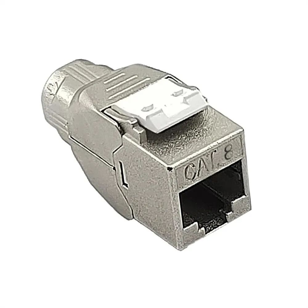 ROLINE Cat.8 (Class I) Keystone, Super Slim, geschirmt, werkzeuglos, silberfarben