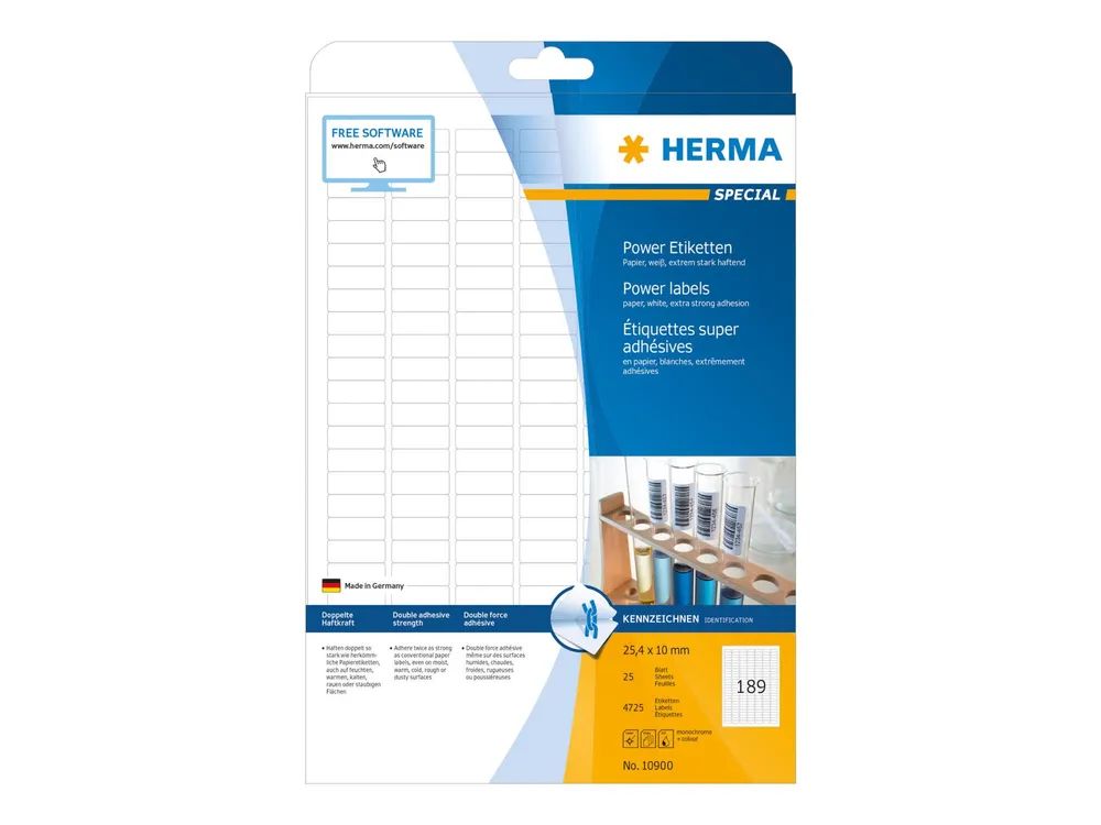 HERMA Papier - matt - selbstklebend - weiß - 25.4 x 10 mm 4725 Etikett(en) (25 Bogen x 189)