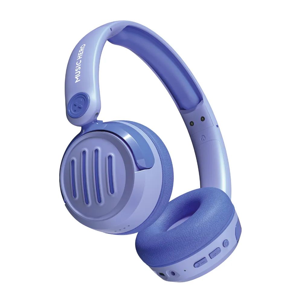 MUSIC HERO KIDS Kinder Bluetooth Stereo Over-Ear Headset mit Lautstärkebegrenzung bis 85 dB blau