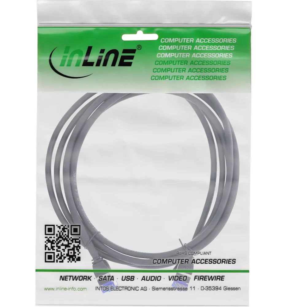 InLine Patchkabel Slim - Cat.6A - S/FTP - TPE (LSZH) - PoE - schwarz - 1m