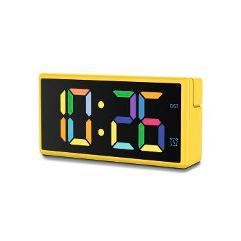 Hama Digitaler Wecker "Ibiza", Multicolor-Display, mit USB-Ladefunktion, Gelb