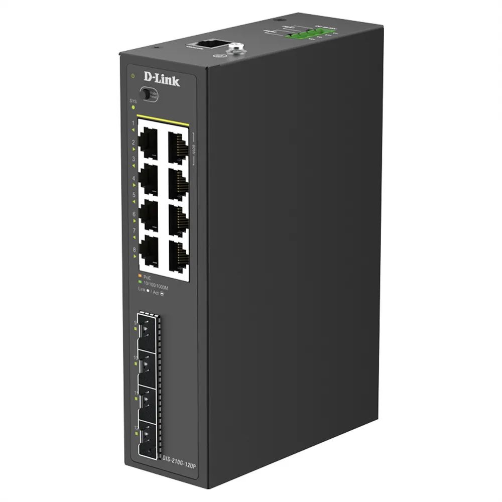 D-Link DIS 210G-12UP - Switch - industriell - Smart - 6 x 10/100/1000 (PoE+)