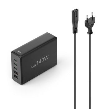 Hama USB-Ladestation 5 Ports, GaN, Schnellladegerät, 3xUSB-C, 2xUSB-A, PD, 140 W