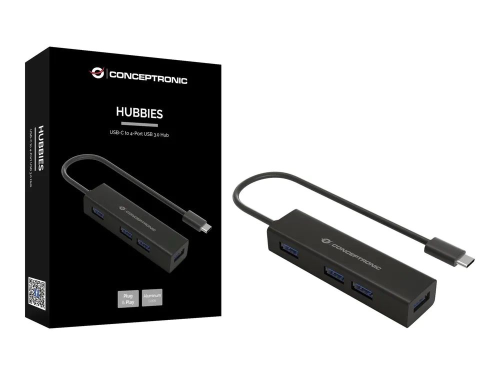 Conceptronic HUBBIES07B - Hub - 4 x SuperSpeed USB 3.0