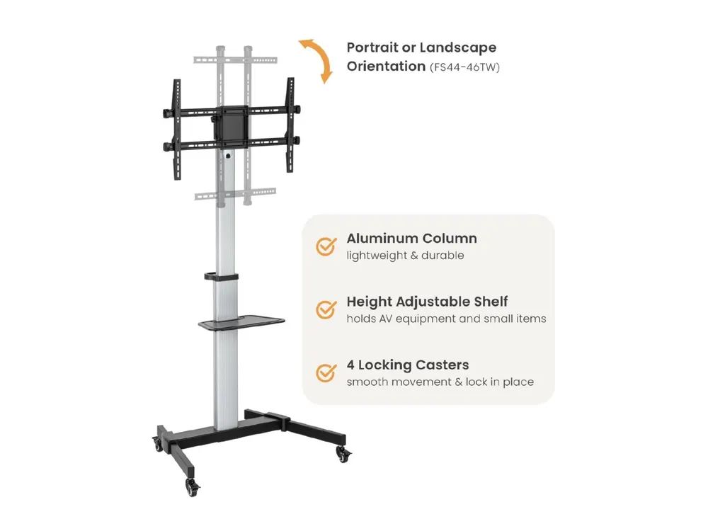 Equip Wagen - für Flachbildschirm / AV-Ausrüstung - rotate LFD trolley - Kunststoff, stainless steel, Aluminium - Schwarz - Bildschirmgröße: 94-218cm (37"-86")