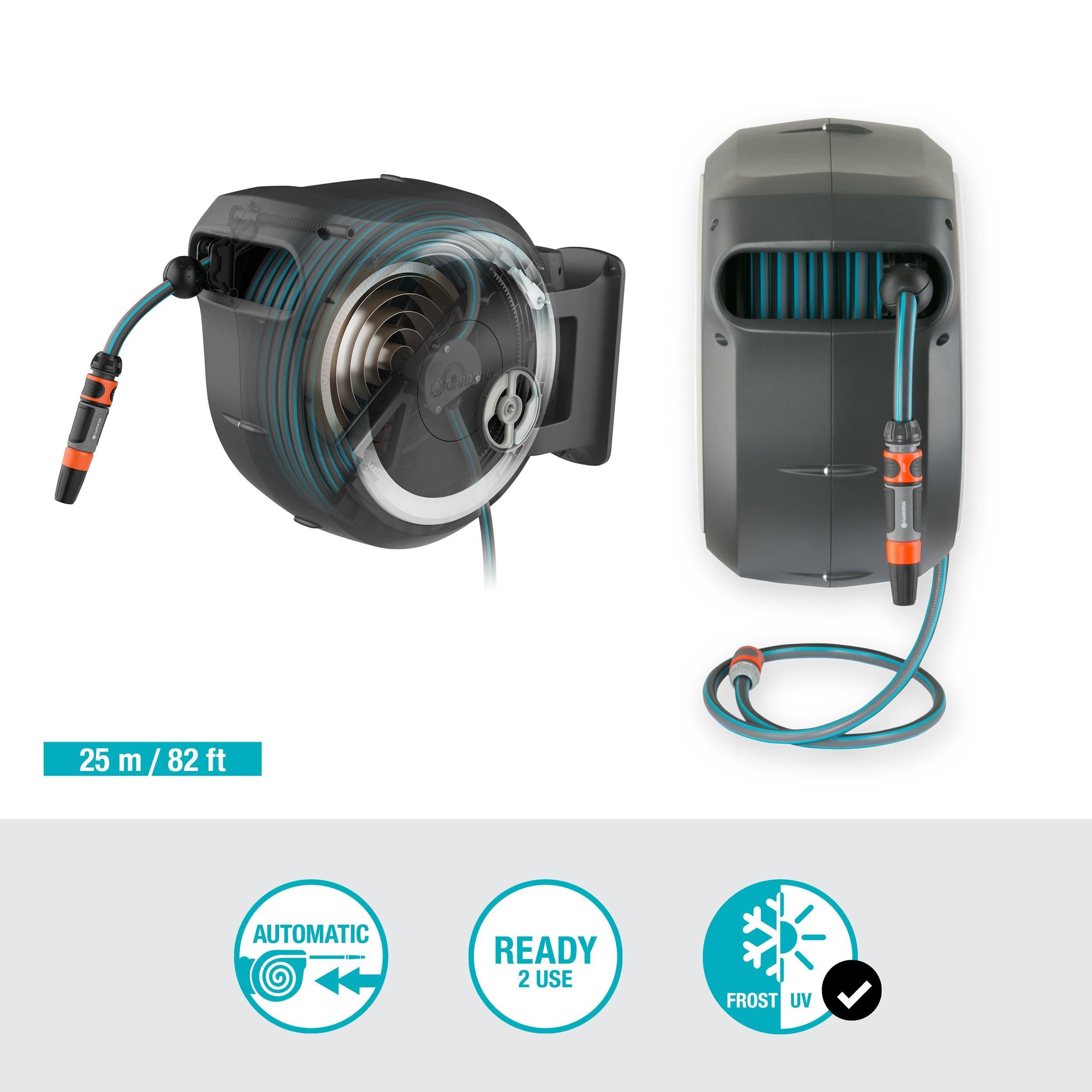 Gardena Wand-Schlauchbox RollUp M/L, 25 m, weiß