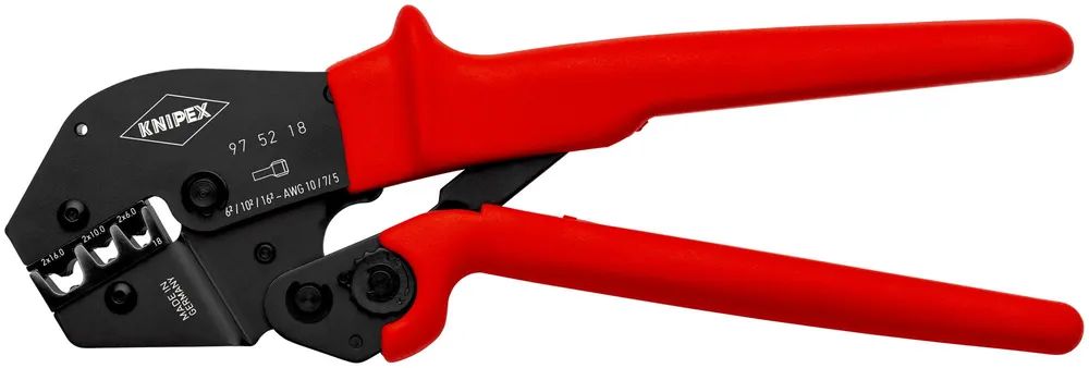 KNIPEX Crimpzange auch für Zweihandbedienung mit rutschhemmendem Kunststoff überzogen brüniert 250 mm