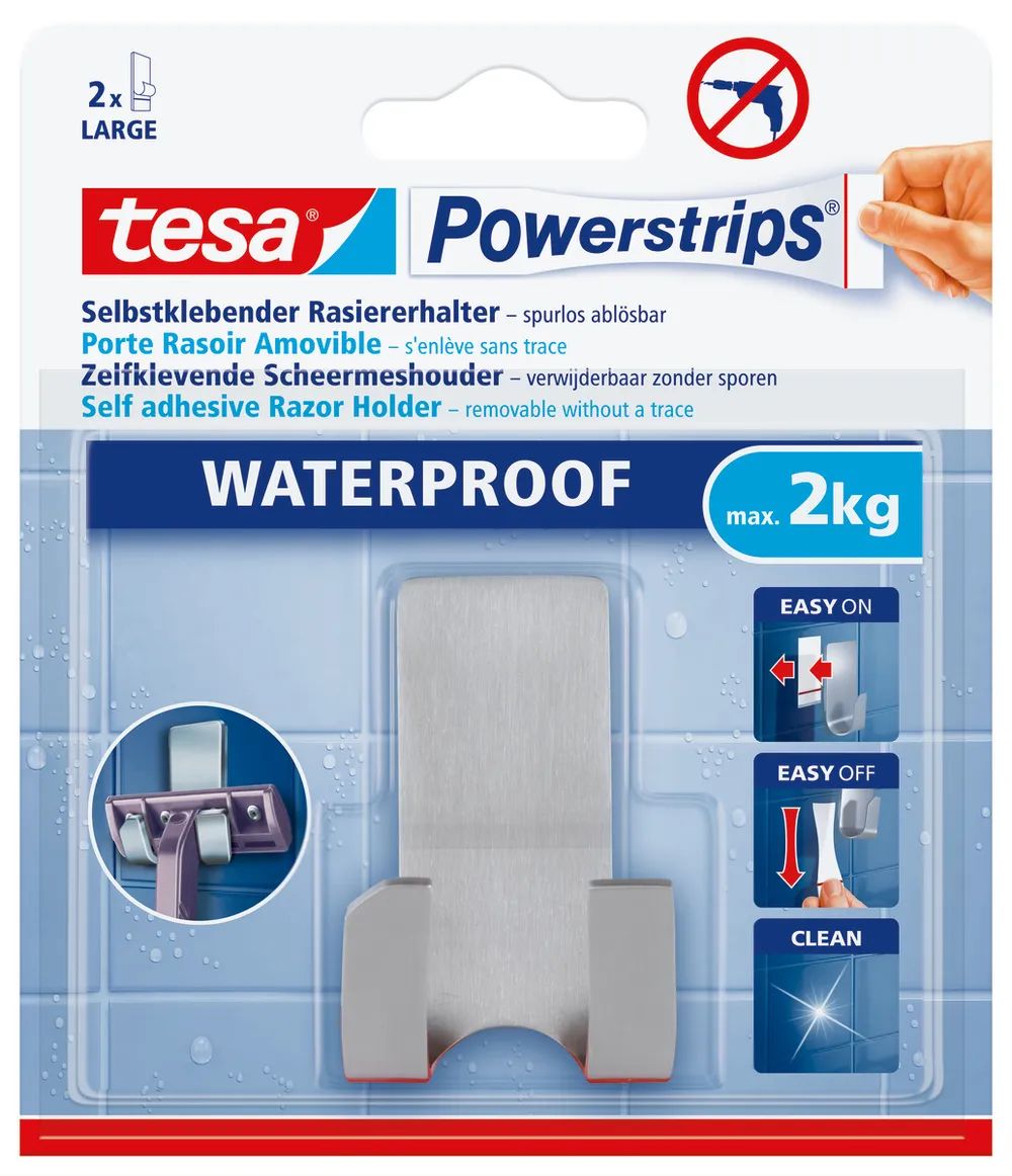tesa® Powerstrips® Waterproof Rasierhalter Metall,rostfrei