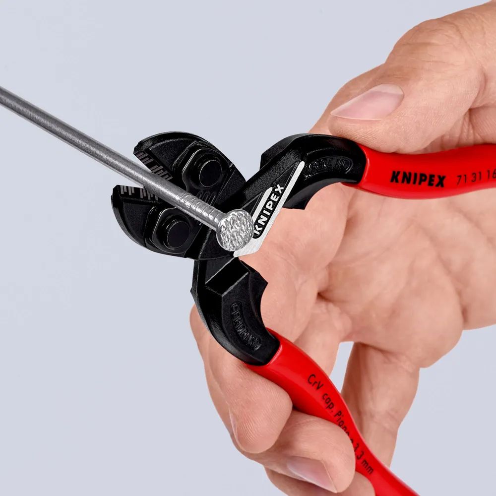 KNIPEX CoBolt® S Kompakt-Bolzenschneider mit Schneidaussparung mit Kunststoff überzogen schwarz atramentiert 160 mm