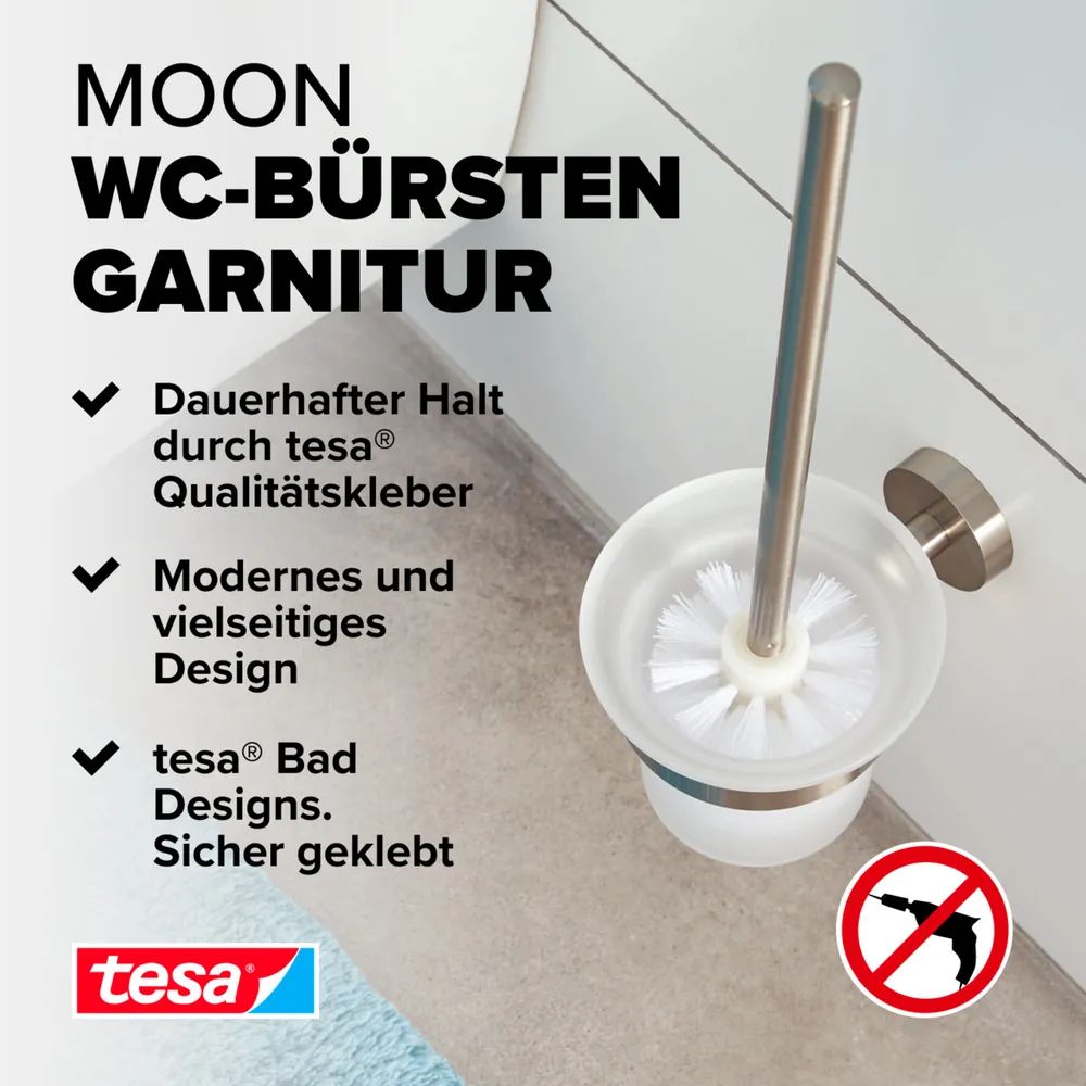 tesa® MOON WC-Bürstengarnitur – Steel