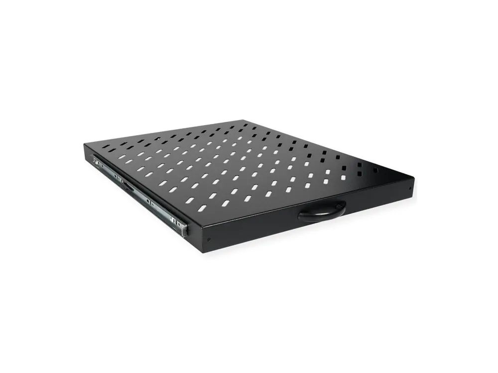 ROLINE Rack-Schieberegal - 550 mm tief, Tragfähigkeit 25 kg - RAL 9005, Jet Black - 1U - 48.3 cm (19")