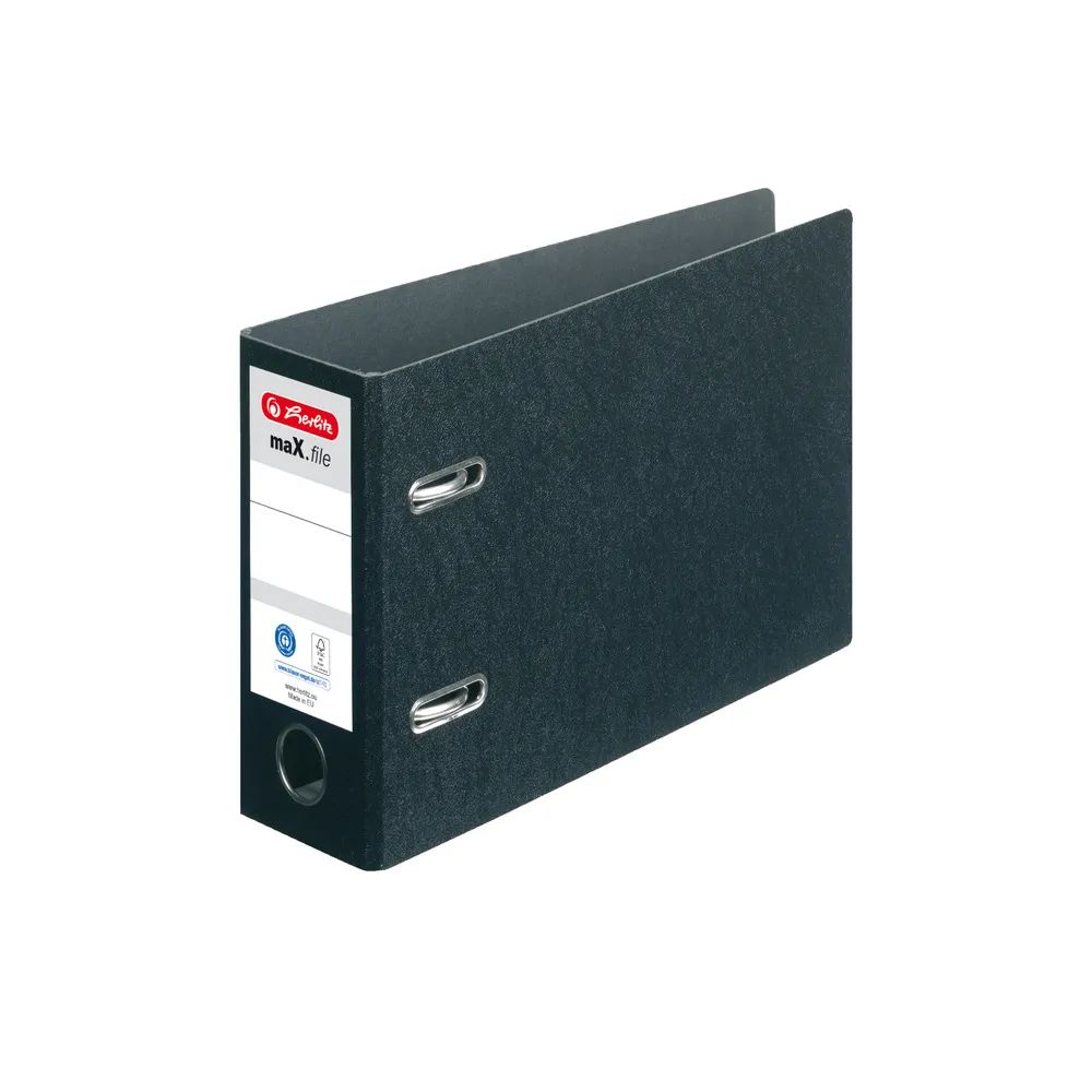 herlitz Ordner maX.file Hartpappe, A5 quer, 7,5 cm, schwarz
