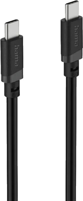 Hama Ladekabel, USB-C - USB-C, 60 W, 0,5 m, Schwarz