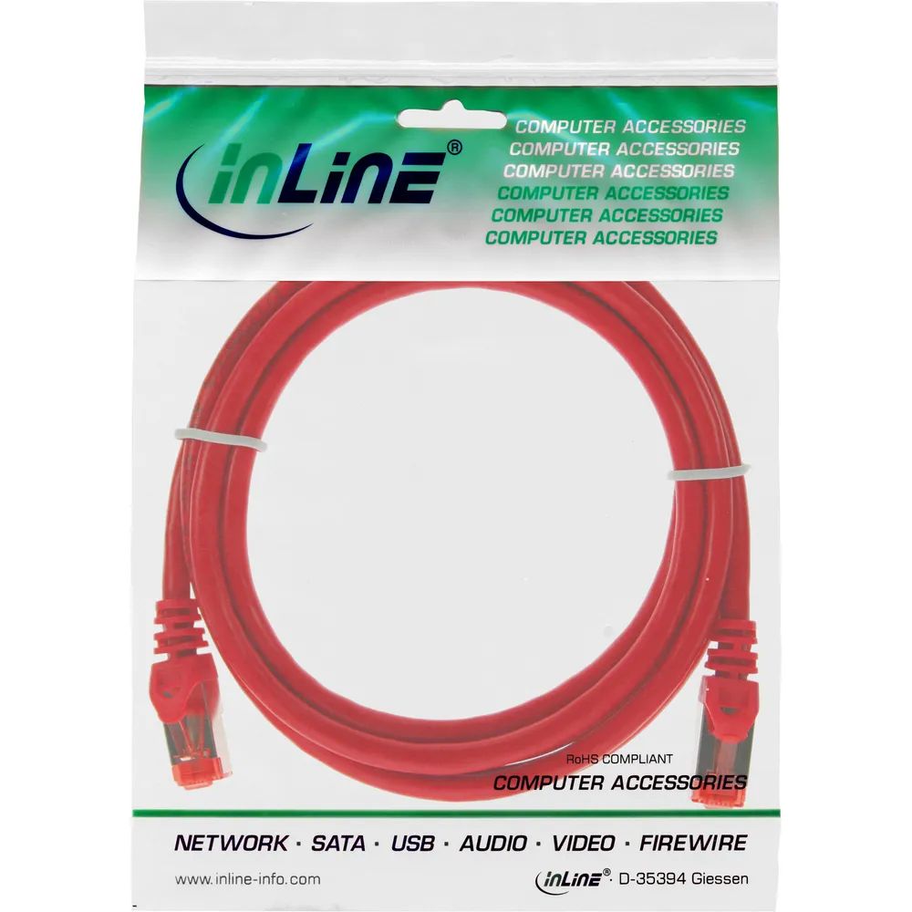 InLine Patchkabel - S/FTP (PiMf) - Cat.6 - 250MHz - PVC - Kupfer - rot - 3m