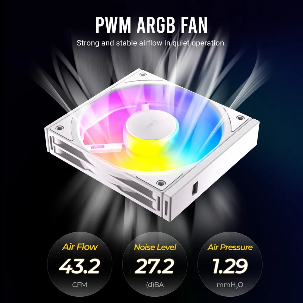 ANTEC C120 ARGB Fan Reverse PC Gehäuselüfter 120mm 3er Pack, schwarz