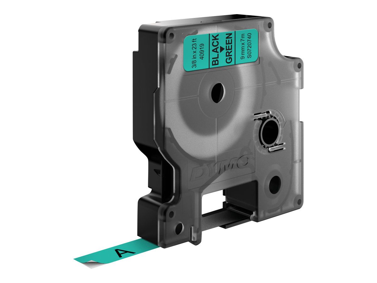 Dymo D1 - Selbstklebend - Schwarz auf Grün - Rolle (0,9 cm x 7 m)