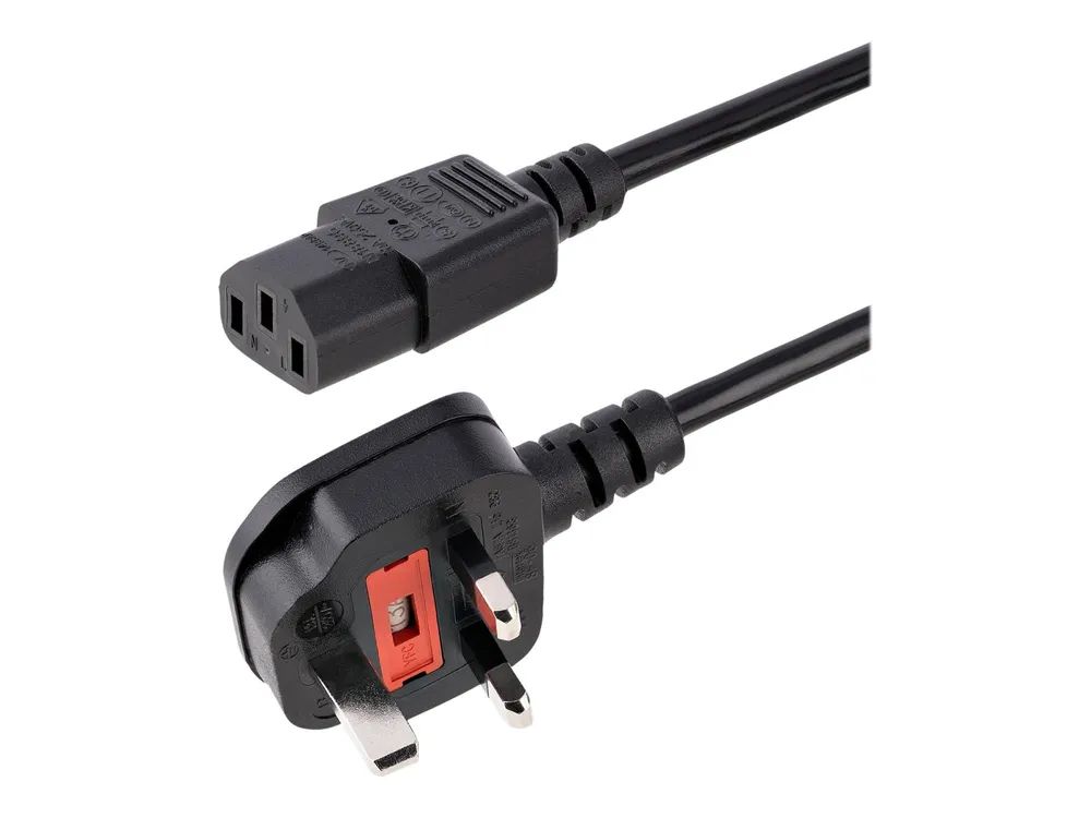 StarTech.com 1,8 m GB Computer Stromkabel, 18AWG, BS 1363 auf C13, 10A 250V, Schwarzes Ersatz-AC Stromkabel, Kaltgerätekabel / UK Stromkabel, PC Stromkabel, Fernsehgerät/Monitor Stromkabel (PXT101UK)