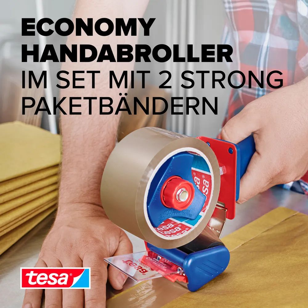 tesa® Tesapack Set – 2 Rollen Packband & 1 Abroller – Transparent – Vorteilspack