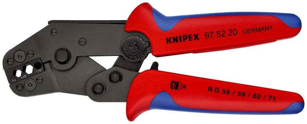 KNIPEX Crimpzange kurze Bauform mit Mehrkomponenten-Hüllen brüniert 195 mm
