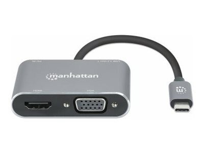 Manhattan USB-C Dock/Hub, Ports (x4): HDMI, USB-A, USB-C and VGA, With Power Delivery (87W)
