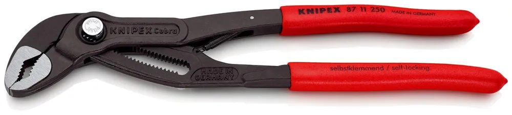 KNIPEX Cobra®...matic Wasserpumpenzange mit rutschhemmendem Kunststoff überzogen grau atramentiert 250 mm