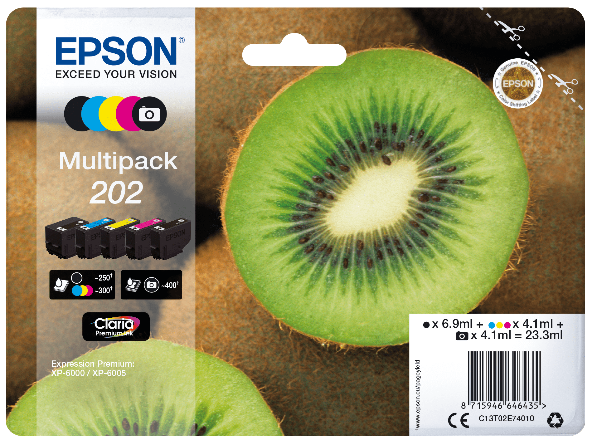 Epson 202 Tinte Kiwi Multi, Standard, 5 Farben