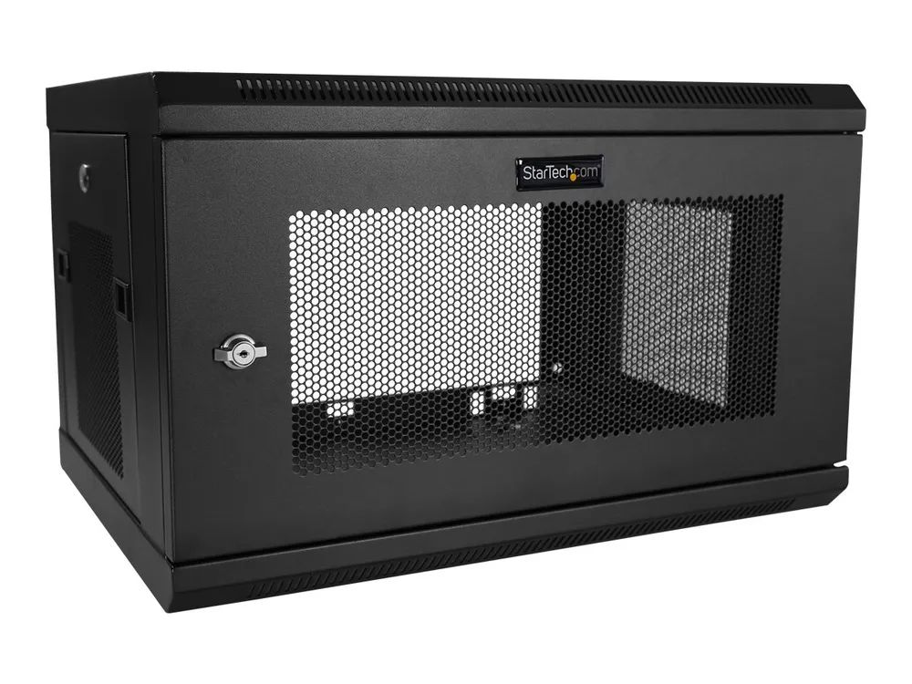 StarTech.com 6HE 19 Zoll Wand Netzwerkschrank - 2 Pfosten, 37,5cm tiefes, abschließbares Serverschrank - belüftetes IT/AV Rack mit Fachboden und Klettband, vormontiert (RK616WALM)