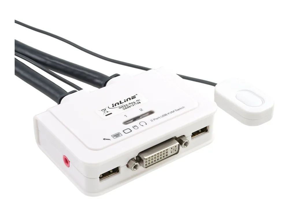 InLine KVM Switch - 2-fach - DVI-D - USB - mit Audio - integr. Kabel
