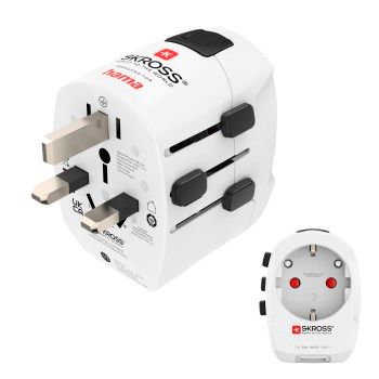 Hama Weltreisestecker "World Travel Pro Light USB World", 3-polig, 2x USB