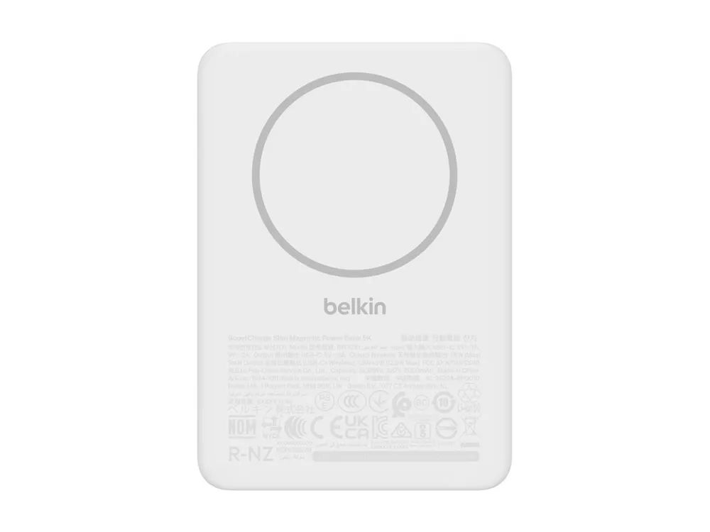Belkin BoostCharge - Induktive Power Bank - dünn - 5000 mAh - 15 Watt - Fast Charge - 2 Ausgabeanschlussstellen (magnetisch, USB-C)