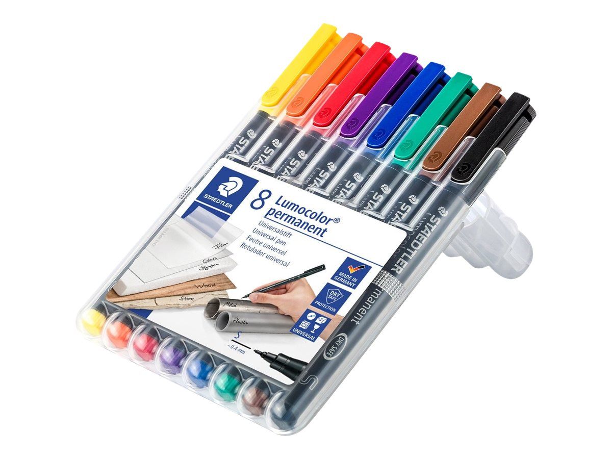 STAEDTLER Lumocolor 313 - Marker - permanent - für Overhead-Projektor-Folien - gemischte Farben - 0.4 mm - extrafein (Packung mit 8)