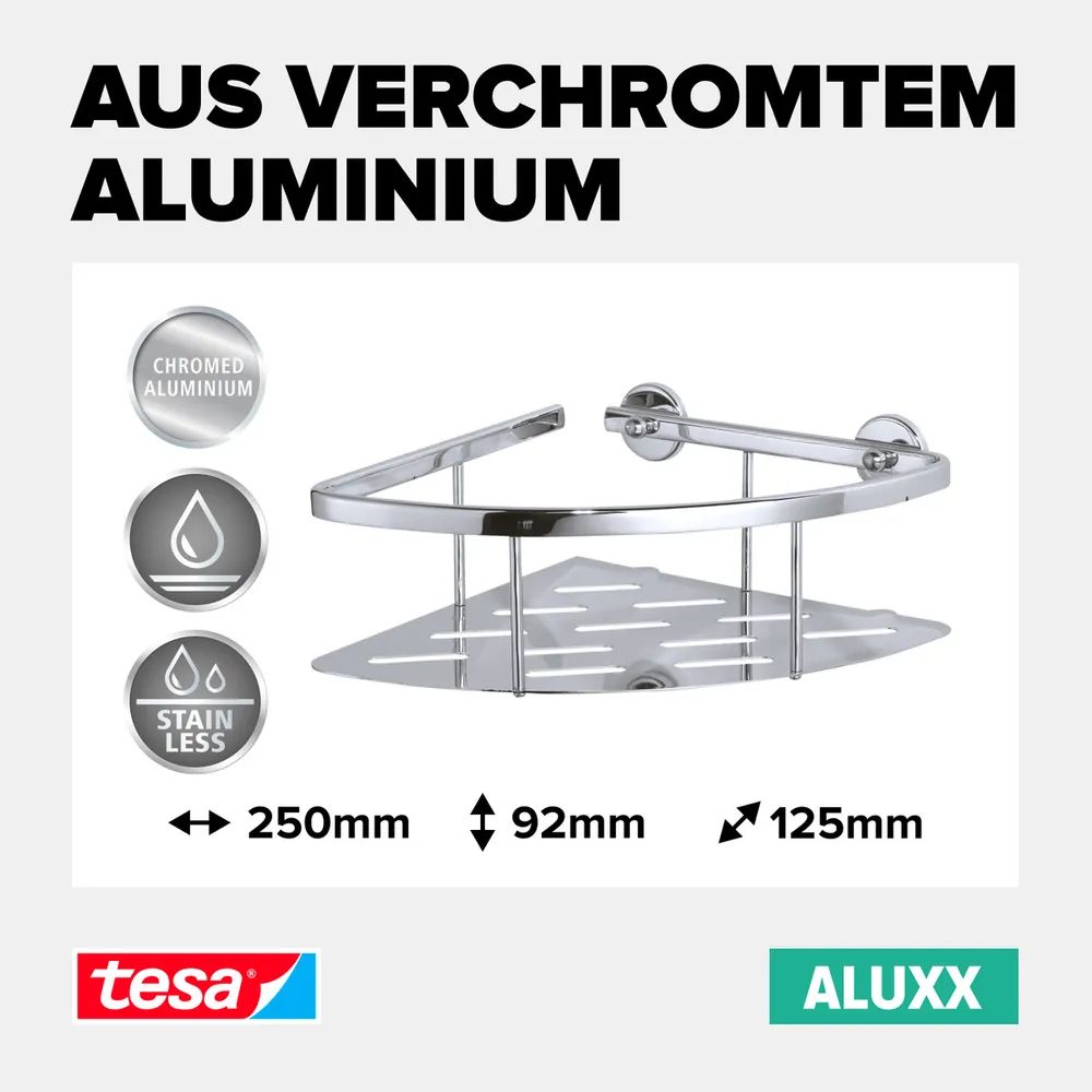 tesa® ALUXX Eckkorb Einzel, verchromt, selbstklebend