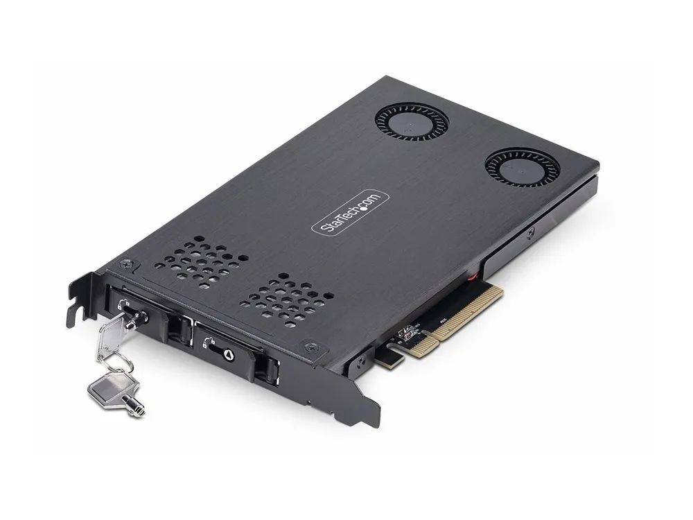 StarTech.com Dual-Bay M.2 NVMe SSD Removable Mobile Rack for PCIe x8 Slot - Schnittstellenadapter - M.2 - M.2 NVMe Card / PCIe (NVMe)
