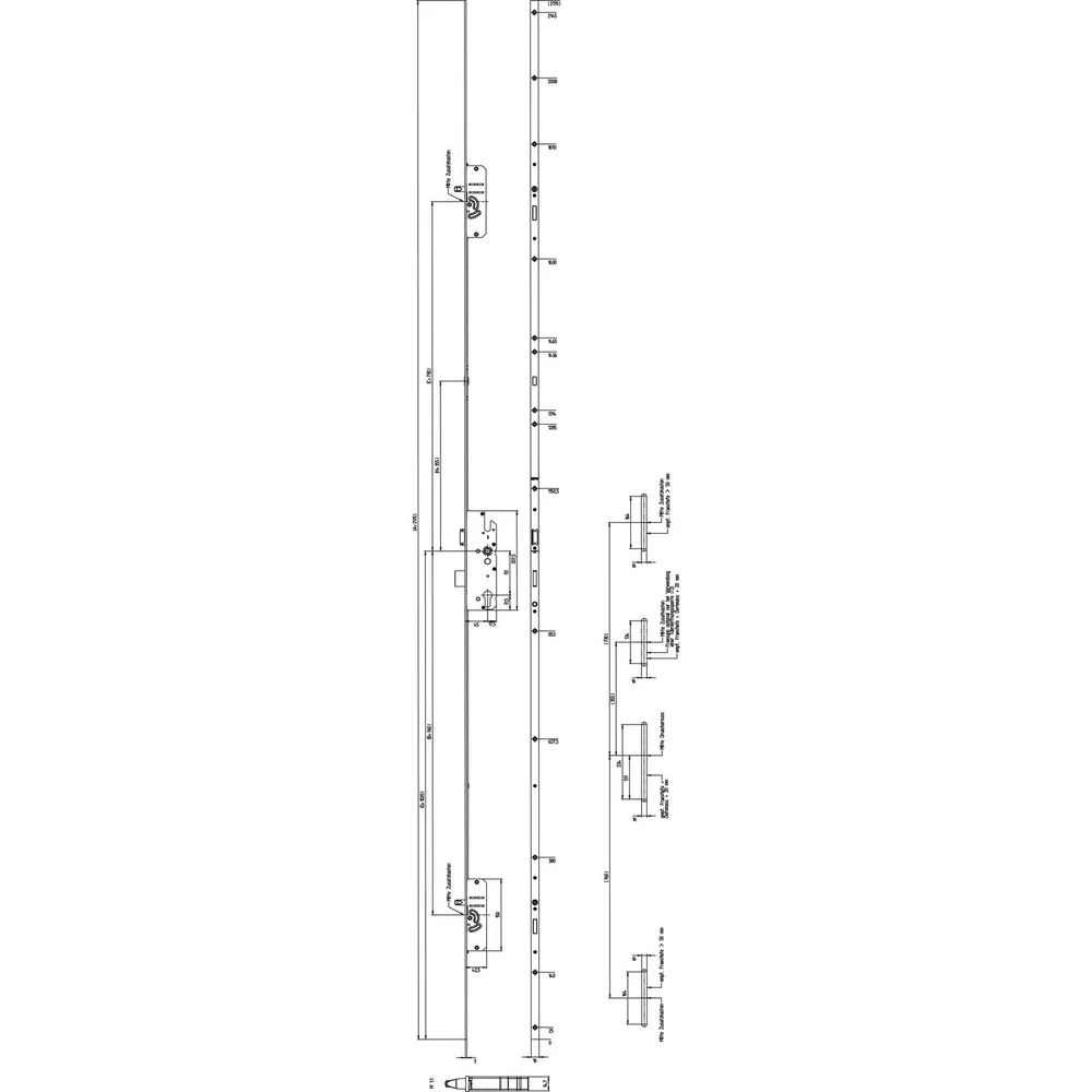 KFV MFV-Schloss BS 2300 DIN, DM 45, Stulp 16 mm eckig, VK 8 mm, Stahl verzinkt