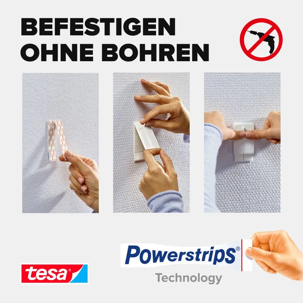 Tesa 77780 - Indoor - Hilfshaken - Weiß - Klebestreifen - 0,5 kg - Putz